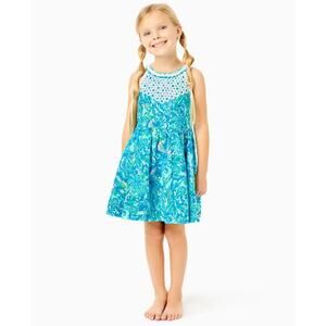 Lilly Pulitzer Girls Little Kinley Dress Coral Of The Story  Size 8